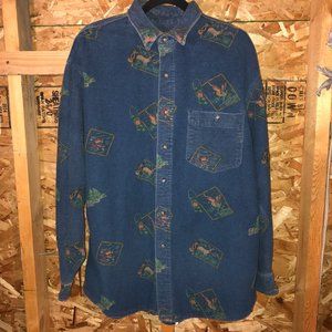 VTG Eddie Bauer Outdoor Print Heavyweight Overshirt Jacket